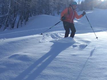 Première sortie ski rando a Serre Che, neige de cinéma